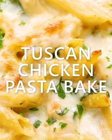 Ashley | Easy Family Meals on Instagram: "Tuscan Chicken Pasta Bake is new 🎉 today! It’s creamy and hearty, with sun dried tomatoes, chicken breast, spinach and plenty of garlic and Parm (I.e., most of my favorite things 🥰). Plus it’s a great prep ahead meal 🙌 Swipe 👉 to see how it’s made 👉 GET THE RECIPE: 1) tap the link in my profile @thereciperebel and then this photo OR 2) comment “pasta” and the link to the recipe will be sent right to your inbox (# 2 is an automation that only works if you allow messages from everyone) https://www.thereciperebel.com/tuscan-chicken-pasta-bake/ #tuscanchicken #chicken #chickenrecipes #chickendinner #chickenbreast #dinner #dinnerideas #dinnertonight #dinneridea #easymeals #mealprep #pasta #pastarecipe #f52grams #f52community #thereciperebel #co Pasta Recipes Penne, Baked Penne Pasta Recipes, Dinner Recipes Pasta, Chicken Spread, Baked Penne Pasta, Chicken Penne Pasta, Penne Pasta Recipes, Makanan Italia, Tuscan Chicken Pasta