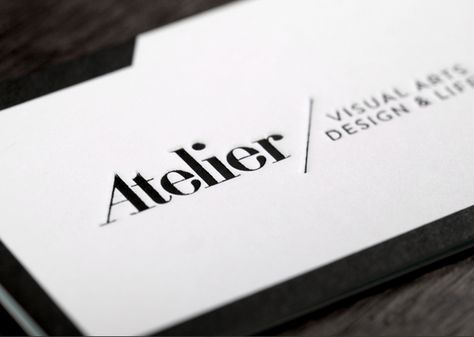 Atelier Logo Design, Atelier Logo, Innovative Business Cards, Fashion Business Cards, Paper Logo, Name Card Design, School Of Visual Arts, Cool Business Cards, Brand Book