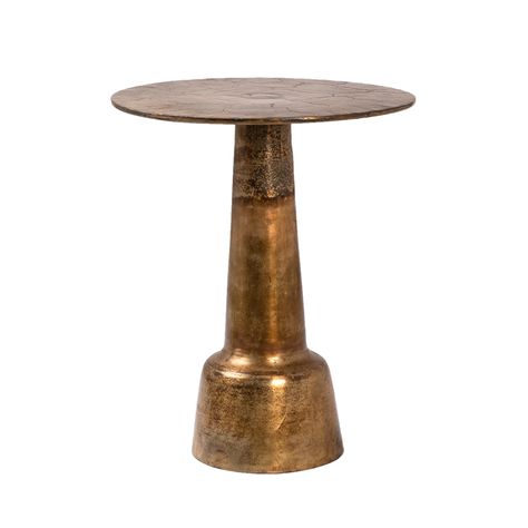 Brass finished pedestal side table. Sturdy solid cast iron with beautiful brass finish. Perfect for use as an end table or side table. Each piece unique with variations of finish / patina. Brass Pedestal, Pedestal Side Table, Brass Side Table, Rug Shop, Iron Table, Hanging Light Fixtures, Lamp Table, Pedestal Table, Fun Cocktails