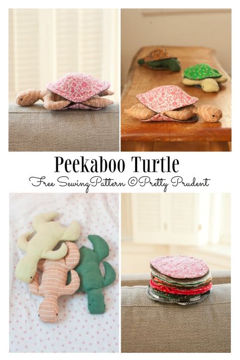 Fabric Peekaboo Turtle Free Sewing Pattern | Fabric Art DIY Toy Template, Homemade Turtles, Fabric Art Diy, Sewing Hand, Fabric Sewing Patterns, Animal Sewing Patterns, Free Toys, Turtle Pattern, Free Sewing Pattern