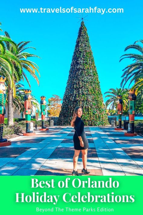 Sarah fay in front of Christmas tree in Lake Eola Park in Downtown Orlando, Florida. Orlando Christmas, Florida Winter, Visit Orlando, Orlando Parks, Celebrating Christmas, Next Holiday, Traditional Christmas, Theme Parks, Winter Travel