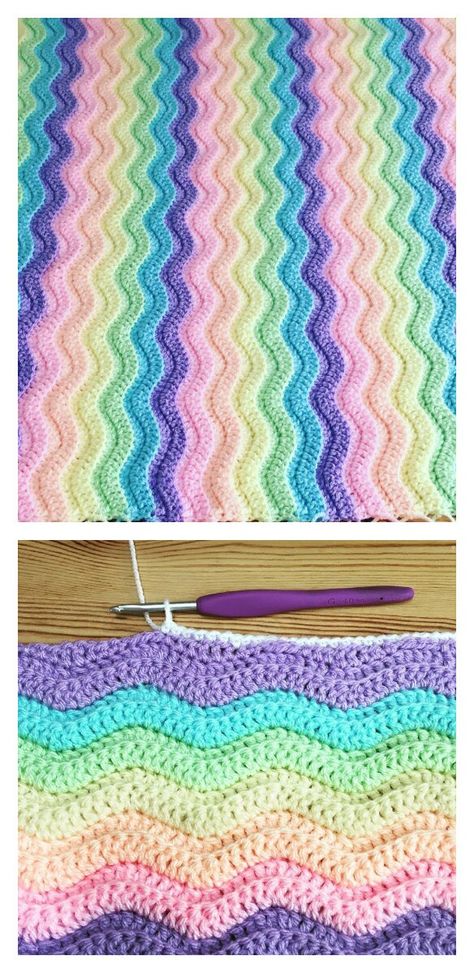 Half Double Crochet Ripple Blanket, Ridged Ripple Crochet Pattern Free, Ripple Stitch Crochet Blanket, Ripple Blanket Crochet Pattern, Crochet Ripple Blanket Free Pattern, Ripple Crochet Pattern, Ripple Crochet Blanket, Rainbow Crochet Blanket, Crochet Ripple Afghan Pattern