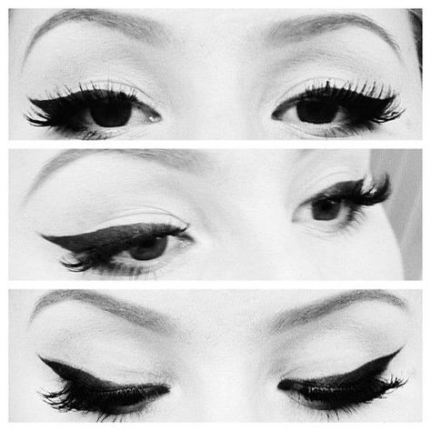 Cat Eyeliner, Perfect Eyeliner, Eyeliner Styles, Makeup Tut, How To Apply Eyeliner, Winged Liner, Perfect Eyes, Black Eyeliner, Winged Eyeliner