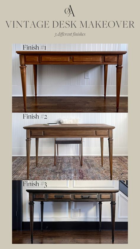 Vintage Desk Makeover, Diy Wood Desk, Easy Diy Home Improvement, Diy Home Improvements On A Budget, Staining Furniture, Painted Desk, Desk Makeover, Home Design Living Room, Diy Renovation