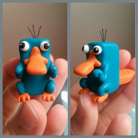 Clay Perry The Platypus, Ratatouille Clay, Perry The Platypus Clay, Clay Cartoon Characters, Clay Cartoon, Clay Date, Clay Characters, Phineas E Ferb, Jumping Clay