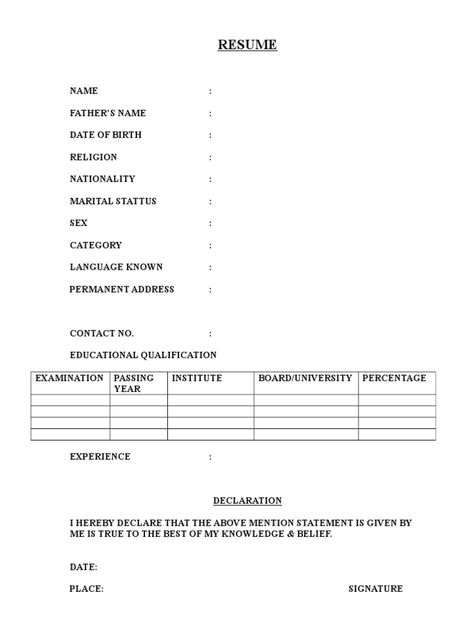 Download Cv Format, Basic Resume Format, Bio Data Form, First Job Resume, Biodata Format Download, Letter Writing Examples, Simple Resume Format, Job Resume Format, Resume Format Download