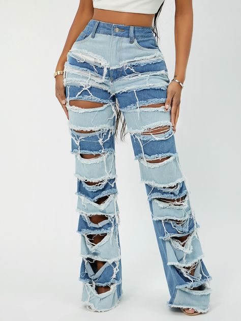 Diy Ripped Jeans, Tie Dye Jeans, Straight Cut Jeans, Women Bodycon Dress, Long Jeans, Hem Jeans, Raw Hem Jeans, Unique Boutique, Plastic Packaging