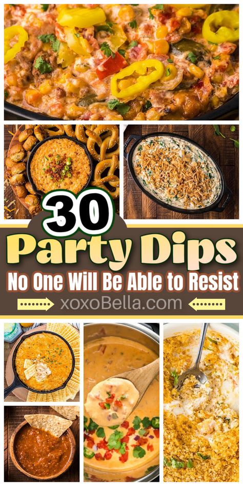 Perfect party dips that disappear fast Large Party Dips, The Best Party Dips, Dip Board Party, Freezer Friendly Dips, Chip And Dip Board Ideas, New Dip Recipes, Dip Party Theme, Dips That Dont Need Refrigeration, Dip Party Ideas Decor