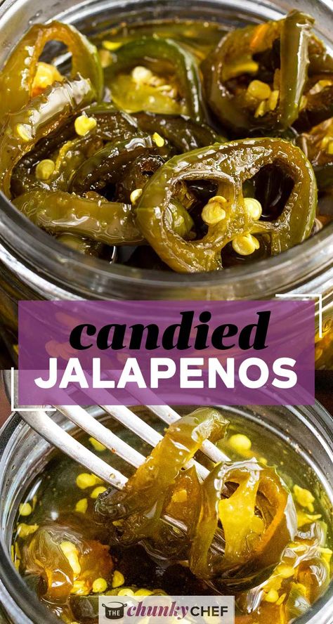 Candied Jalapenos, a homemade version of Cowboy Candy, are the perfect combination of sweet and spicy!  Perfect on burgers, sandwiches, nachos, or just all by themselves! #jalapenos #cowboycandy #candied #sweetheat #sweetandspicy #spicy #hot #condiment #topping Cowboy Candy Jalapenos With Honey, Candied Jalapeños With Pineapple, Keto Candied Jalapenos, Candied Jalapenos Easy, Candied Jalapenos Recipe Easy, Cowboy Candy Jalapenos Easy, Candy Peppers, Candy Jalapeños, Cowboy Candy Jalapenos Canning Recipes