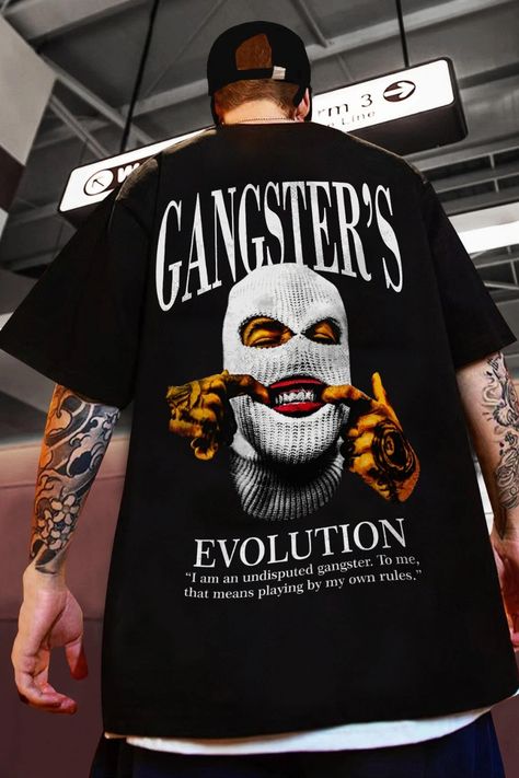 Gangster Oversized Printed T-Shirt Gangster Hello Kitty, Oversized Tee Outfit, Hello Kitty Shirt, Wwe T Shirts, Graphic Shirt Design, Cool Shirt Designs, Typography T Shirt Design, Tshirt Printing Design, Trendy Shirt Designs