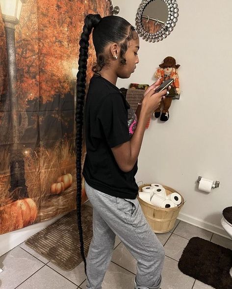 Braided Ponytail Black Hair, Sleek Braided Ponytail, Hairstyle Ideas Easy, Weave Ponytail Hairstyles, Sleek Ponytail Hairstyles, Quick Weave Hairstyles, Braided Cornrow Hairstyles, Dyed Hair Inspiration, Braided Hairstyle