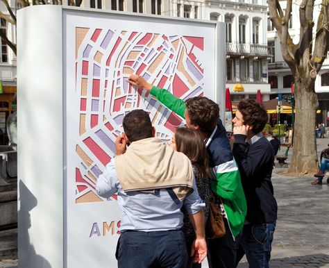 Sounds of the City Overheard Conversations, Installation Interactive, Sound Map, Amsterdam Map, Interactive Poster, Interactive Advertising, Street Musicians, Interactive Art Installation, Outdoor Installation