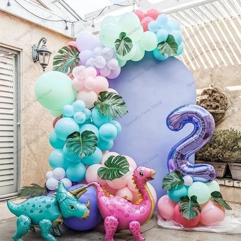 Reptile Costume, Dinasour Birthday, Wild Theme, Girl Dinosaur Party, Girl Dinosaur Birthday, Dinosaur Balloons, Ballon Party, Girl Dinosaur, Dinosaur Theme Party