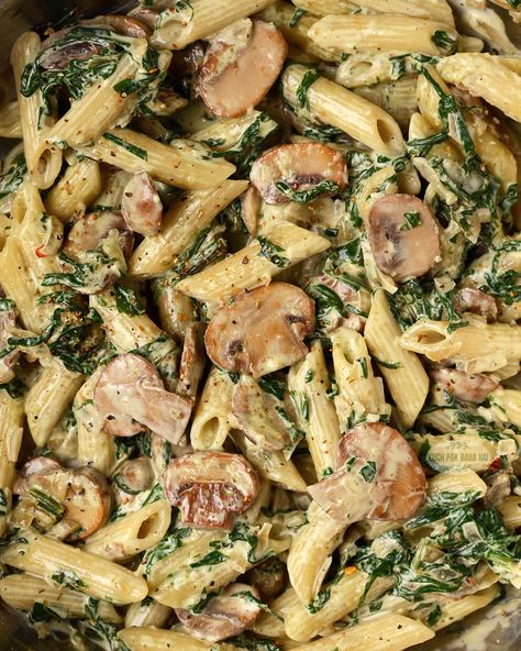 Mushroom Spinach Pasta Pasta And Spinach Recipes Easy Dinners, Mushroom And Spinach Pasta Recipes, Mushroom Noodle Recipes, Spinach And Mushroom Pasta, Chicken Mushroom Spinach Pasta, Mushroom And Spinach Pasta, Mushroom Spinach Pasta, Pasta With Mushrooms, Mushroom Pasta Recipes