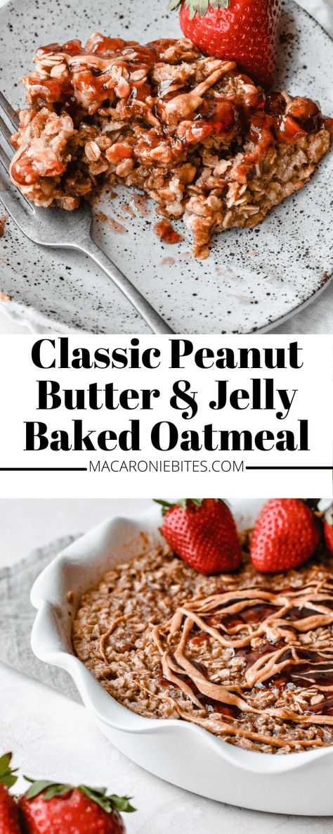 If classic PB&Js were your thing as a kid, you're going to love this Classic Peanut Butter and Jelly Baked Oatmeal recipe. It's easy to make and such a crowd pleaser! #Oatmeal #PB&J #PeanutButterandJelly #Breakfast #Brunch #MealPrep Pb And J Oatmeal, Pbj Baked Oatmeal, Pb And J Baked Oats, Pb J Baked Oatmeal, Peanut Butter And Jelly Baked Oats, Peanut Butter And Jelly Baked Oatmeal, Baked Oatmeal Peanut Butter, Peanut Butter Baked Oatmeal, Peanut Butter Jelly Recipes