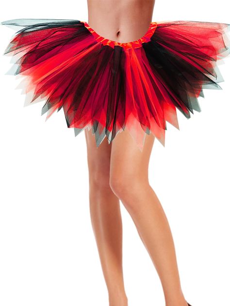 PRICES MAY VARY. Novel Design of Women Red and Black Tutu Skirt: Adult ballet tutu skirt for women is made of 3-layered tulle and elastic waist, which is more layered, fluffy, breathable and light. The elastic waist circumference can be relaxed from 23.6 inch to 40 inch, skirt length: 15.8 inch, suitable for most women. It is see through design without satin lining. Colorful Women Halloween Christmas Tutu Skirt: SUFEINI Halloween Black Red tutu skirt is a combination of two colors. Our black red Red And Black Halloween, Adult Tutu Skirt, Red Tutu Skirt, Princess Tutu Dresses, Black Tutu Skirt, Tutu Women, Tutu Skirt Women, Christmas Tutu, Dance Tutus