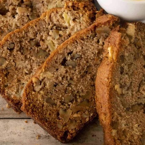 Walnut Apple Bread Recipe Apple Raisin Walnut Bread, Applesauce Nut Bread, Walnut Bread Loaf, Walnut Bread Recipe Simple, Apple Nut Bread Recipe, Apple Bread Recipe Easy, Apple Walnut Bread Recipe, Apple Nut Bread, Buckwheat Flour Bread