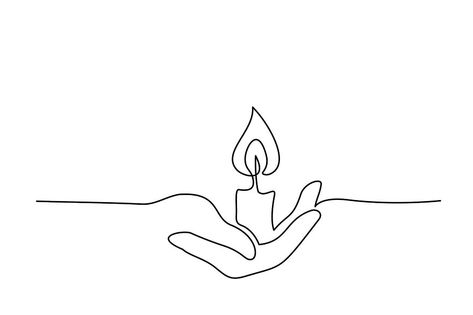 Candle Drawing Simple, Dance Line Art, Hand Holding Candle, Candle Doodle, Continous Line Drawing, Candle Vector, Holding Candle, Candle Drawing, Candle Tattoo