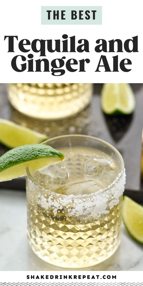 Tequila and Ginger Ale is a simple highball cocktail made up of two ingredients and loaded with refreshing fizz and flavor. Ginger Tequila Cocktail, Tequila And Ginger Ale, Tequila Ginger Ale Cocktails, Ginger Ale Cocktail Recipes, Tequila Ginger Beer Cocktails, Men Drinks, Cordial Cocktails, Drinks Made With Tequila, Ginger Cocktail Recipes