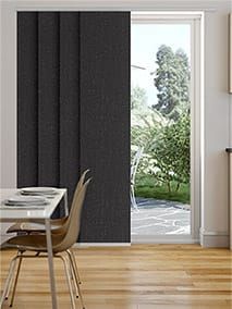 Bifold Blinds, Roller Shades Living Room, Wall Paneling Ideas Living Room, Blinds For Sliding Glass Doors, Sliding Glass Door Window Treatments, Sliding Glass Door Window, Panel Blinds, Door Window Treatments, Modern Room Divider