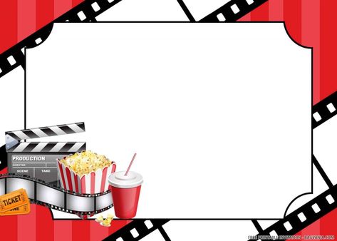 (FREE PRINTABLE) – Happy Movie Party-themed Birthday Invitation Templates | FREE Printable Birthday Invitation Templates - Bagvania Movie Invitation Template, Invitation Blank Template, Movie Party Invitations, Cinema Party, Movie Night Invitations, Movie Invitation, Eating Popcorn, Happy Movie, Hotwheels Birthday Party