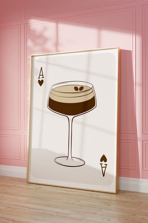 Espresso Martini Playing Card Poster  - Digital Download **This is a digital product, NO ITEM WILL BE SHIPPED TO YOU HOW TO DOWNLOAD: Once your purchase is finalized, Etsy will promptly redirect you to a confirmation page where you can instantly access your download link. Additionally, an email containing a download link for your files will be sent to the email address linked to your Etsy account. You have the freedom to retrieve this download link whenever you wish via your Etsy purchase page. Martini Canvas Painting, Espresso Martini Art Print, Espresso Martini Wall Art, Espresso Martini Print, Espresso Martini Drawing, Espresso Martini Painting, Espresso Martini Art, Martini Painting, Martini Expresso