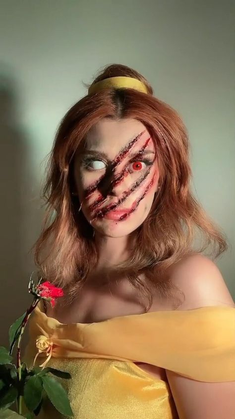 Disney Princess gore | Priscilla Grihim | Halloween makeup looks Creepy Disney Makeup, Easy Creepy Makeup Ideas, Really Cool Halloween Costumes, Scary Halloween Make Up Horror, Poisoned Snow White Makeup, Scary Disney Princesses Costume, Halloween Costumes Sfx Makeup, 2024 Halloween Makeup, If Disney Princesses Died Makeup Tik Tok