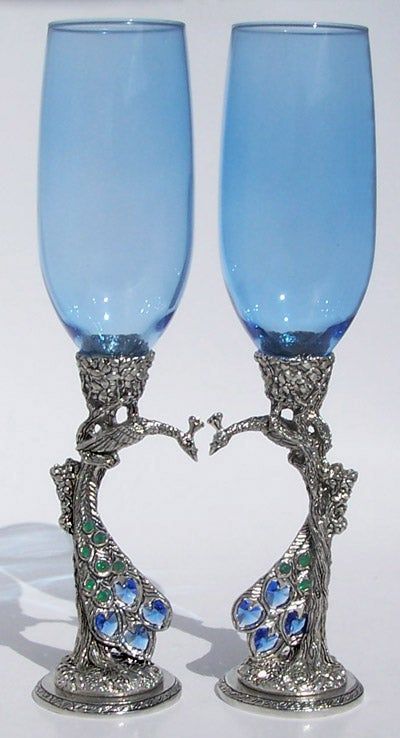 Wedding Toasting Glasses, Heart Shaped Glasses, Peacock Theme, Toasting Glasses, Heart Glasses, Toasting Flutes, Peacock Wedding, Wedding Toasts, Wedding Glasses