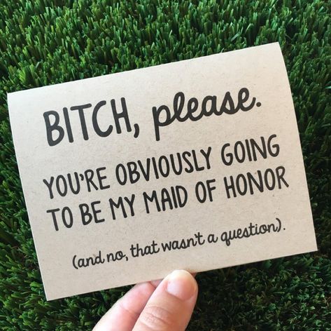 Unique Wedding Ideas Creative Diy, Funny Bridesmaid Proposal Cards, Bridesmaid Cards Funny, Funny Bridesmaid Proposal, Bridesmaid Funny, Be My Maid Of Honor, Bridesmaid Proposal Card, Pinterest Wedding, Wedding Party Invites