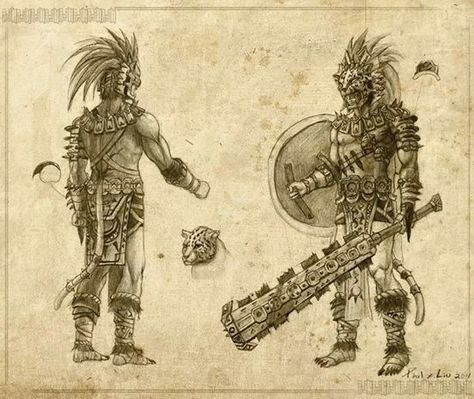 Warriors Mesoamerican Culture, Traditional Chicano Tattoos, Aztec Jaguar, Lettrage Chicano, Deadliest Warrior, Aztec Drawing, Art Chicano, Jaguar Tattoo, Aztec Tattoos