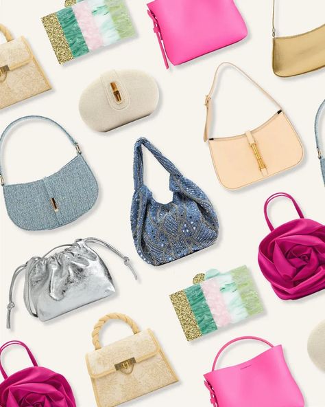 The Best Wedding Guest Bags To Wear With Every Outfit This Summer Wedding Guest Bag Outfit, Wedding Handbags Guest, Clutch For Wedding Guest, Wedding Guest Handbag, Wedding Guest Purse Ideas, Wedding Purses Guest, Wedding Bags For Guests, Wedding Guest Purse, Wedding Guest Clutch