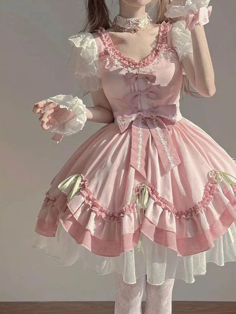 Be the belle of the ball in our Pretty in Pink Lolita Bow Dress. With charming bows, delightful ruffles, and a princess-inspired lolita style, this dress is simply beautiful. Perfect for any occasion, this dress will have you feeling lovely and stylish. (Bow-tiful!) 🎀 Size Chart: Size Bust (cm) Waist (cm) Sleeve (cm) Length (cm) Bust (in) Waist (in) Sleeve (in) Length (in) S 82-88 68-72 21 82 32.28-34.65 26.77-28.35 8.27 32.28 M 86-92 72-76 22 83 33.86-36.22 28.35-29.92 8.66 32.68 L 90-96 76-80 Pink Ruffle Skirt, Kawaii Outfit Ideas, Style Types, Frilly Dresses, Japanese Dress, Kawaii Dress, Princess Ball Gowns, Bow Dress, Pink Ruffle