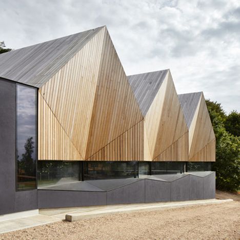 Duggan Morris, Wooden Facade, Timber Architecture, Timber Roof, Wooden Architecture, Wood Architecture, Timber Structure, Gable Roof, Timber Cladding