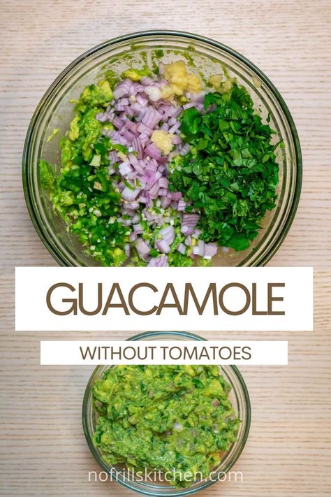 Want to make guacamole without tomatoes? This is the recipe for you! Guacamole Without Tomatoes, Guacamole Recipe Easy No Tomato, Guacamole Recipe No Tomato, Guacamole Recipe Without Tomato, Guacamole Recipe Easy Homemade, Basic Guacamole Recipe, Spicy Guacamole Recipe, Homemade Guac, Avocado Dip Recipe