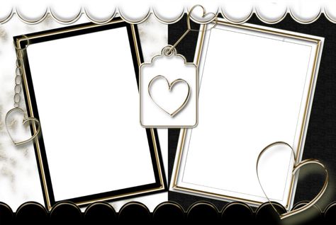 Double Transparent Frame Black and White with Hearts Double Frame Picture Ideas, Frame Black And White, Wedding Album Cover Design, Wedding Album Cover, Double Photo Frame, Online Photo Frames, Frames Png, Transparent Frame, Double Photo