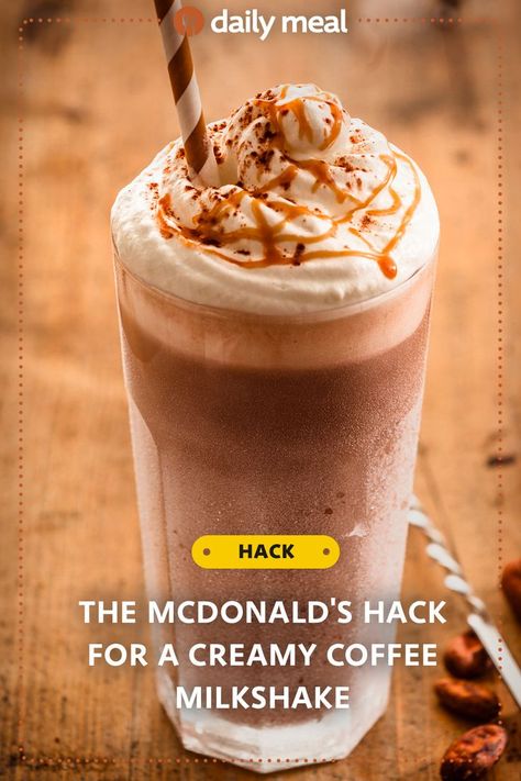 Sometimes, plain coffee just won't cut it. Of course, adding sugar is an easy way to boost your cup of joe, and there is certainly no shortage of options these days when ordering sweetened coffee drinks, including sugary lattes, mochas, macchiatos, and frappes. #mcdonalds #hack #creamy #coffee #milkshake Mcdonalds Coffee, Coffee Milkshake, Coffee Hacks, Creamy Coffee, Cup Of Joe, Daily Meals, Frappe, In The Mood, Coffee Drinks