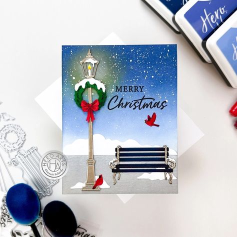 Hero Arts 2024 Holiday Catalog Release!! – Crafts by Channin School Christmas Cards, Bench Card, Snowy Street, Layering Stencils, Christmas Card Art, Christmas Card Inspiration, Holiday Stamping, Diy Christmas Cards, Holiday Catalog