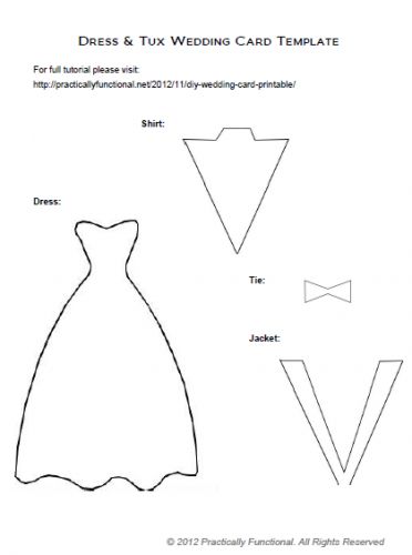 DIY Wedding Card: Dress & Tux Trifold {+ Printable} - Practically Functional Homemade Wedding Cards, Diy Wedding Card, Card Dress, Wedding Card Template, Diy Wedding Programs, Diy Wedding Invitations Templates, Dress Card, Homemade Wedding, Black And White Wedding Invitations