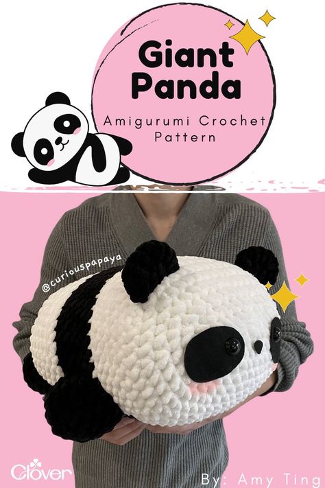 Crochet Amigurumi Free Patterns Panda, Huge Amigurumi Free Pattern, Crochet Patterns Squishmallow, Panda Pillow Crochet, Free Panda Amigurumi Pattern, Giant Panda Crochet Pattern, Amigurumi Big Free Pattern, Crochet Huge Amigurumi, Crochet Large Amigurumi