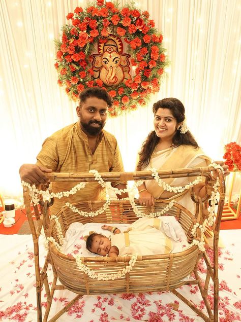 ishithanishan #nameing ceremony #baby girl #kerala saree #kerala #amrutha nishan #nishan suresh Noolukettu Ceremony Decoration, Noolukettu Ceremony Kerala, Namakaranam Photos, Naming Ceremony Poses, Cradle Ceremony Stills, Naming Ceremony Photoshoot Ideas, Namakaranam Decoration, Naamkaran Decoration Ideas, Annaprashan Ideas