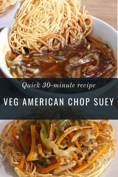 Veg American chop suey is beautiful combination of delicious fried noodles & yummy sauce with lots of vegetables. The sauce is tangy, mild spicy & sweet. Chop Suey Sauce, American Chop Suey Recipe, Veg Fried Rice Recipe, Chop Suey Recipe, Veg Fried Rice, American Chop Suey, Fried Noodles, Leftover Rice, Chop Suey