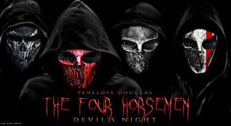 The Four Horsemen - Devil’s Night - Penelope Douglas Night Horse, Four Horseman, Devil's Night Penelope Douglas, The Four Horsemen, Devil Aesthetic, Book Hangover, Devils Night, Penelope Douglas, Night Book