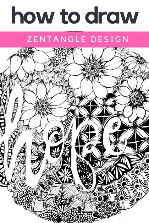 Step by step tutorial on how to draw Zentangle artwork | Black pen art Zentangle Beginner, Black Pen Art, Flower Drawing Simple, Easy Drawing Step By Step, Drawing Zentangle, Pen Artwork, Draw Zentangle, Zentangle Drawing, Tree Drawings Pencil