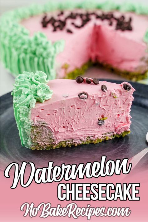 Want a great dessert for your summer, get together? Try this scrumptious, cute and smooth Watermelon Cheesecake recipe. Watermelon Cheesecake, Summer Cheesecake Recipes, Watermelon Recipes Dessert, Watermelon Desserts, Summer Cheesecake, Summer Get Together, Swirl Cheesecake, Birthday Cake Decorating Ideas, Cake Decorating Ideas