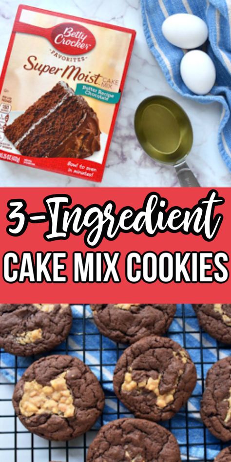 Cake Like Cookies Soft, Cake Mix Recipes Chocolate, Three Ingredient Cake, Cookies From Cake Mix Recipes, Peanut Butter Cake Mix Cookies, Peanut Butter Chocolate Cake, Butter Chocolate Cake, Chocolate Cake Mix Recipes, 3 Ingredient Cakes