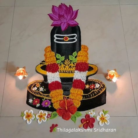 Om Namah Shivaya...!🙏🙏🙏 God Rangoli Designs Diwali, God Rangoli Designs Latest, Latest Rangoli Designs Creative For Diwali, God Rangoli Design, Shivji Rangoli, Easy Fabric Painting Designs, Latest Rangoli Designs Creative, Latest Rangoli Designs Images, Mahashivratri Rangoli