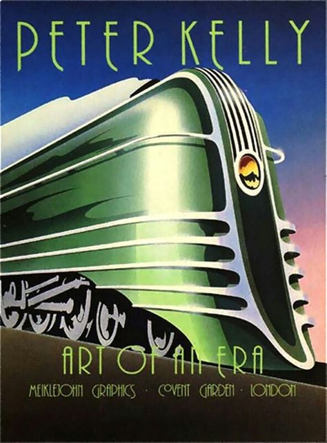 Art Deco Train, Art Deco Ads, Art Deco Drawing, Poster Art Deco, Art Deco Illustrations, Art Deco Artwork, Railroad Art, Vintage Motorcycle Posters, Train Posters