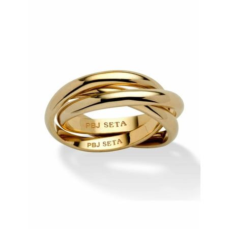 This tri-band crossover ring captures the artistry of a designer's classic inspiration. Three gleaming bands roll around each other in a unique design you'll want to wear forever. Gold-plated or sterling silver. 10179RNG Size: 5.  Gender: female.  Age Group: adult. Women’s Rings, Teen Girl Jewelry, Eternity Band Set, Channel Set Rings, Interlocking Ring, Crossover Ring, Heart Engagement Rings, Ring Stack, Linking Rings