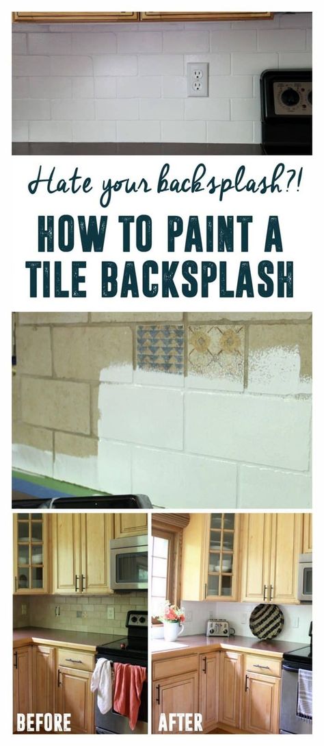 Diy Tile Backsplash, Tile Diy, Paint Backsplash, Cocina Diy, Brown Tile, Tile Counters, Upcycle Furniture, Mom Kitchen, Diy Kitchen Backsplash