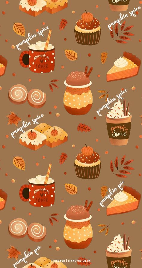 Cute Autumn Background, Winter Wallpaper Cute, Pie Background, Cute Autumn Wallpaper, Pie Wallpaper, Cozy Wallpaper, Fall Illustration, Autumn Phone Wallpaper, Wallpaper Autumn